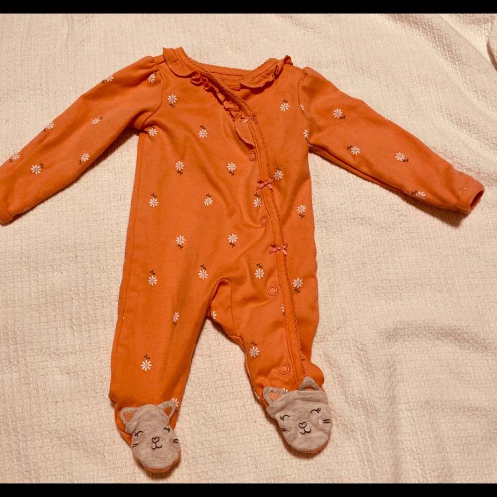 Cat footie onesie